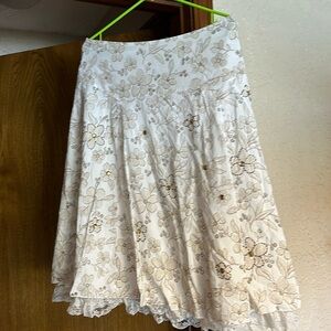 Floral skirt - white, gold